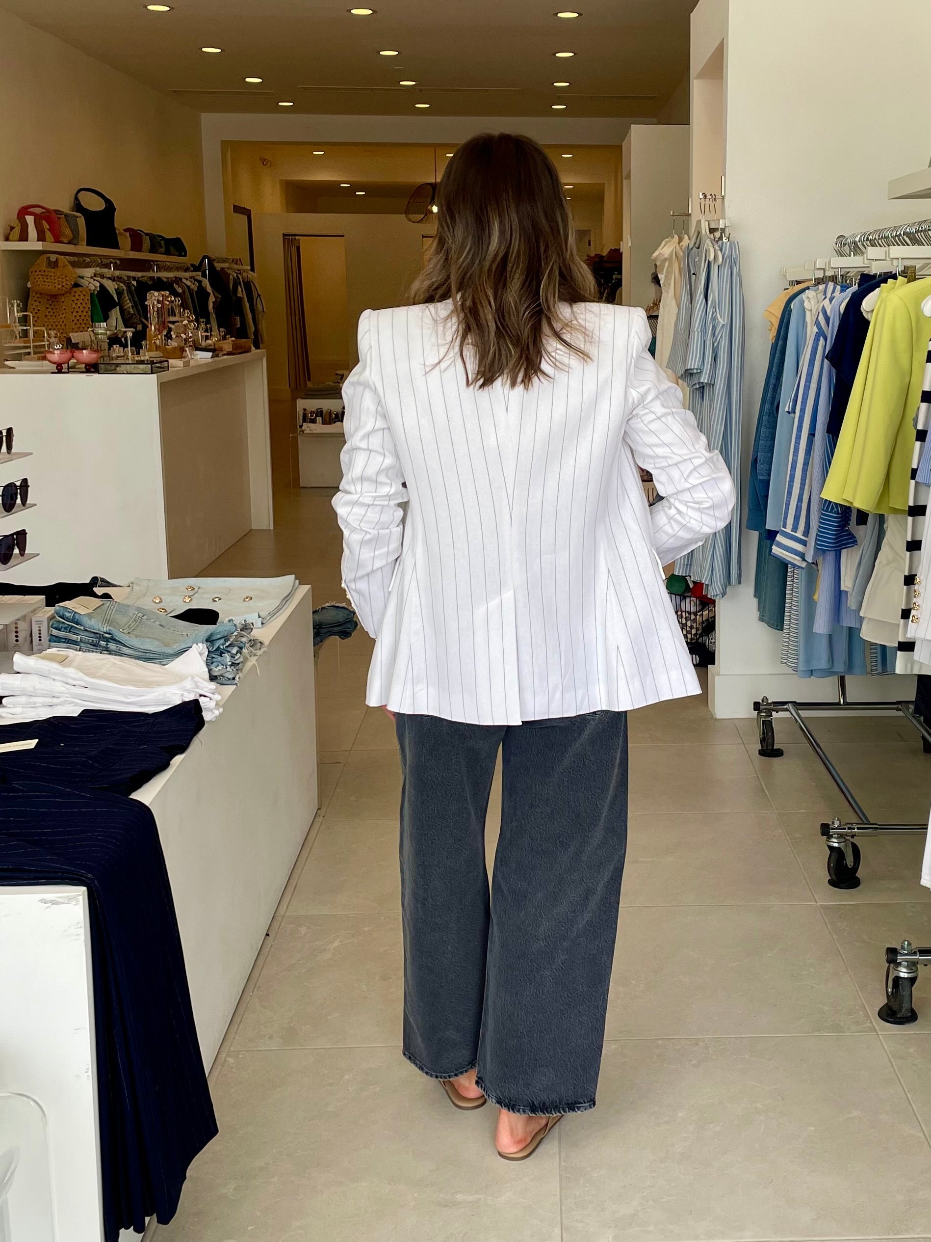 Arielle Pinstripe Linen Blazer